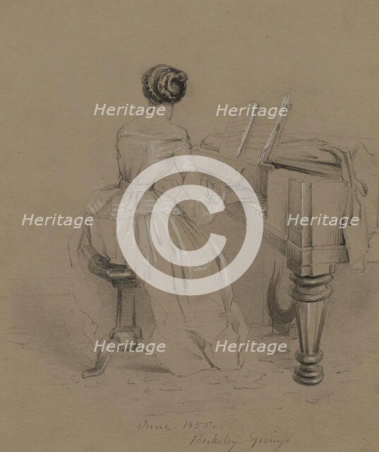 Mrs. Strother at the Piano, 1855. Creator: David Hunter Strother.