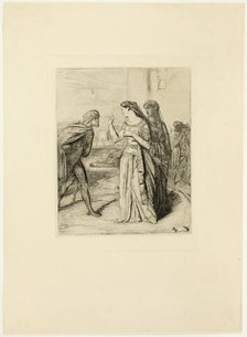 Therefore be merry, Cassio, plate six from Othello, 1844. Creator: Theodore Chasseriau.