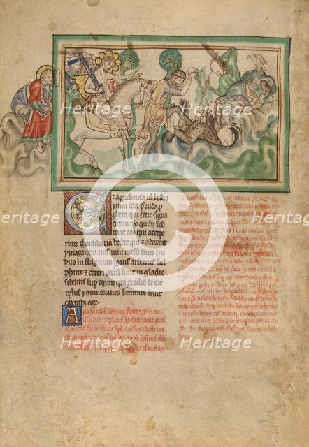 The Defeat of the Beast; Dyson Perrins Apocalypse, about 1255-1260. Creator: Unknown.