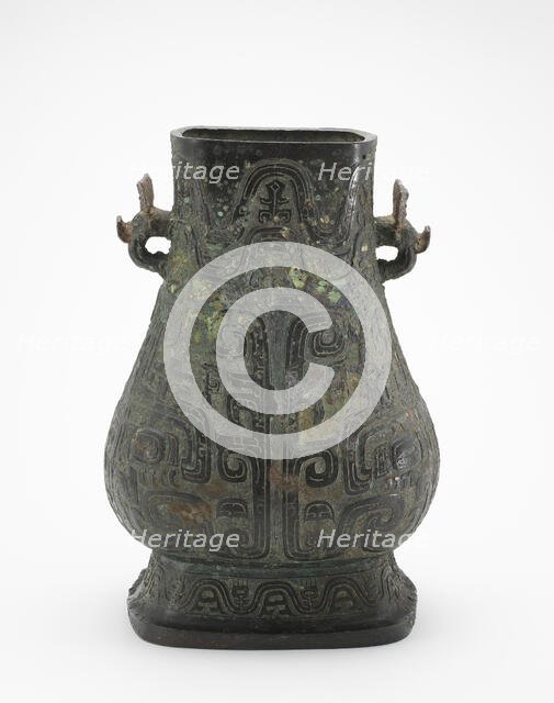 Ritual wine container (hu) with masks, Middle Western Zhou dynasty, ca. late10th-early 9th century B Creator: Unknown.