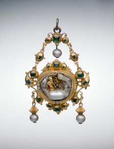 Pendant with the Penitent Saint Jerome, Spain, c. 1650 (central jewel); c. 1700 (mount). Creator: Unknown.