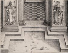 The Pedestal of the Central Portal with Figures of Two Archdukes of Austria, from the Arch..., 1515. Creator: Hans Springinklee.