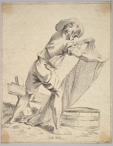 Peasant Holding Fish Net, 18th century. Creator: Unknown.