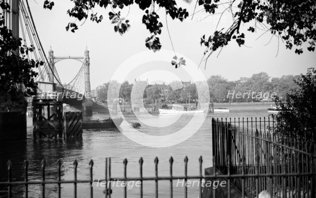 Albert Bridge and the Chelsea Embankment, London, c1945-c1965. Artist: SW Rawlings