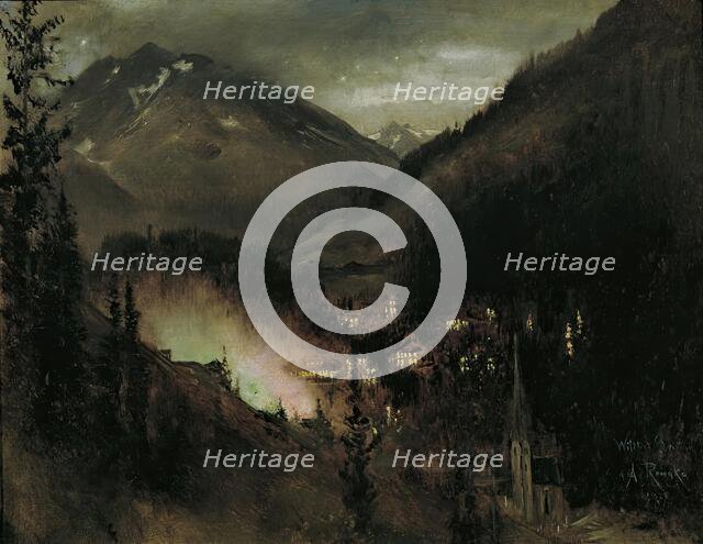 Wildbad Gastein in the evening (with Bengali lighting), 1877. Creator: Anton Romako.