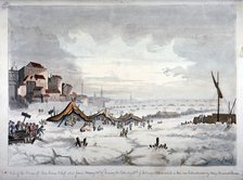 View of a frost fair on the River Thames, London, 1814.  Artist: Anon