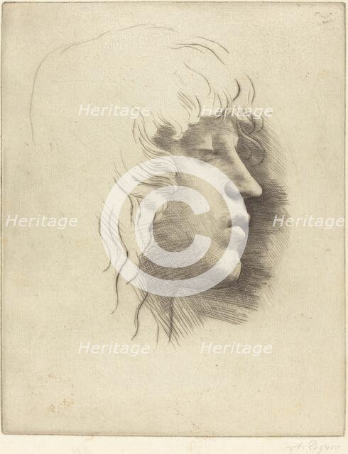 Head of a Young Girl (Tete de jeune fille). Creator: Alphonse Legros.