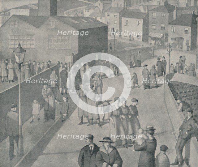 'Leaving the Munition Works, 1918', 1920. Artist: Winifred Knights.