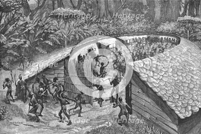 "In Darkest Africa" - Illustrations from Mr Stanley's Great Book, Iyugu: A Call to Arms, 1890. Creator: Unknown.