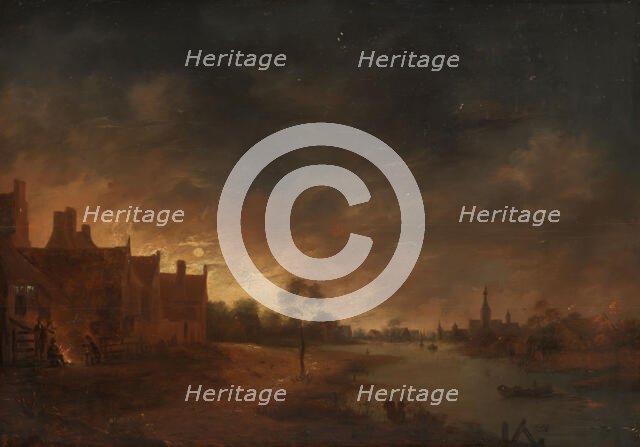 River View by Moonlight, in or after c.1653. Creator: Unknown.