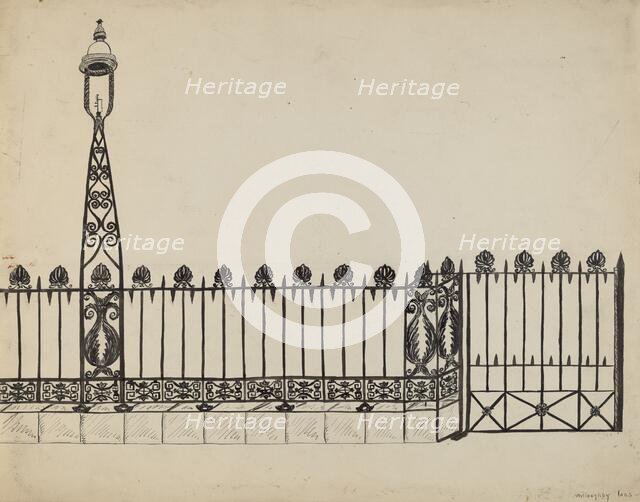 Wrought Iron Fence, 1935/1942. Creator: David P. Willoughby.