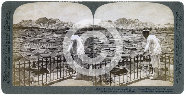 The jumbled roofs of Seoul, capital of the 'Hermit Kingdom' of Korea, 1904.Artist: Underwood & Underwood