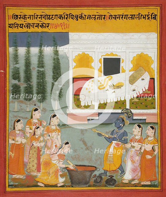 Krishna and Gopis Celebrating the Holi Festival, between c1700 and c1720. Creator: Unknown.