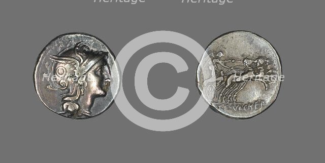Denarius (Coin) Depicting the Goddess Roma, 110-109 BCE. Creator: Unknown.