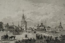 The Sacred Gate of the Kremlin and its surroundings, Moscow, Russia, 1839. Creator: Augustin François Lemaitre.