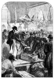 A fish auction in Columbia Market, 1871. Creator: Unknown.