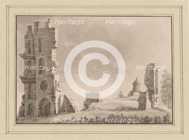 View of the ruins of Huis ter Kleef near Haarlem, c. 1752. Creator: Anon.