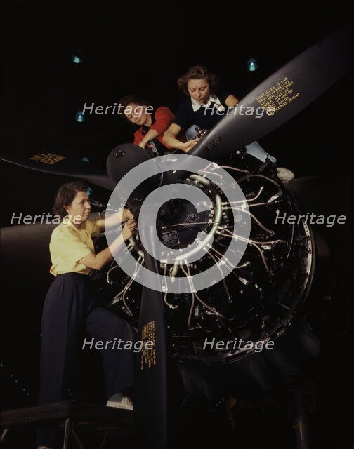 The careful hands of women are trained in...Douglas Aircraft Company, Long Beach, Calif., 1942. Creator: Alfred T Palmer.