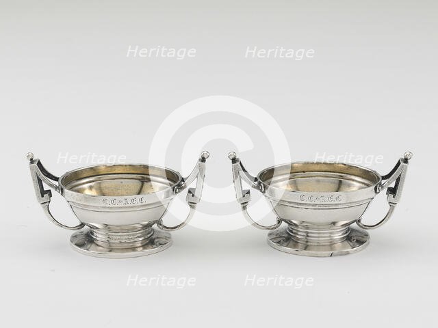 Pair of Salt Dishes, 1850/60. Creator: Peter L. Krider.