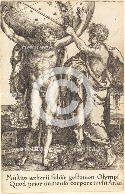 Hercules and Atlas, 1550. Creator: Heinrich Aldegrever.
