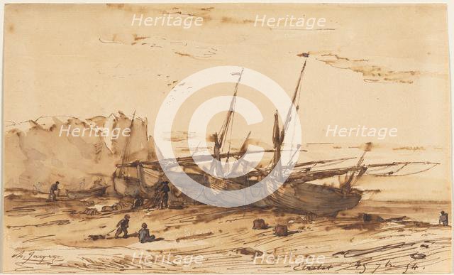 Étretat, 1854. Creator: Charles-Émile Jacque (French, 1813-1894).