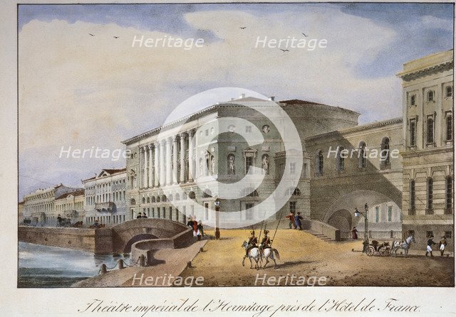 'The Hermitage Theatre in St Petersburg', 1840s.  Artist: Anon