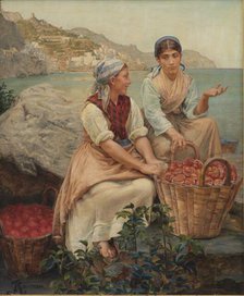 Italian Girls with Tomatoes in Baskets; Fruit Bearers from Amalfi, 1878-79, 1878-1879. Creator: Kristian Zahrtmann.