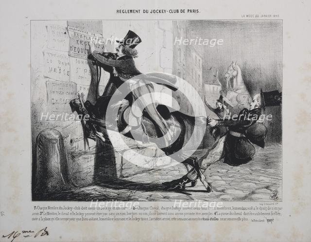 Réglement du Jockey Club de Paris: Chaque membre du Jockey Club doit avoir un Jockey..., 1800s. Creator: Unknown.