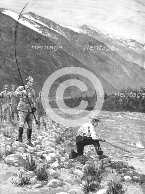 ''The German Emperor's visit to Norway - Playing his first Salmon on the Olden River', 1890. Creator: J Nash.