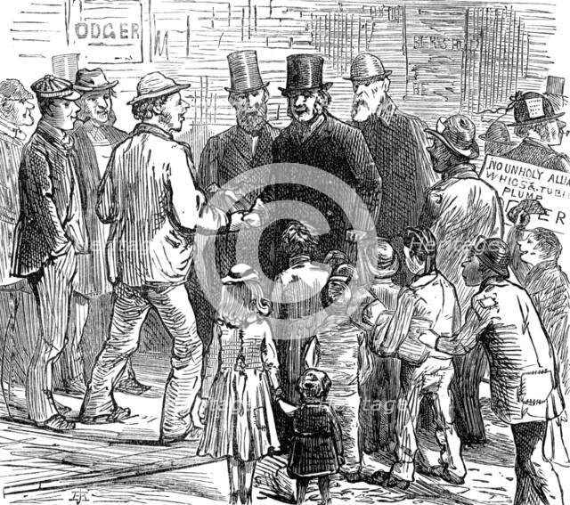 Metropolitan Boroughs election sketches: the working-man's friend, 1874. Creator: Unknown.