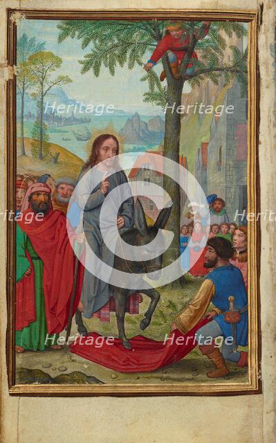 The Entry into Jerusalem; Prayer Book of Cardinal Albrecht of Brandenburg, about 1525-1530. Creator: Simon Bening.