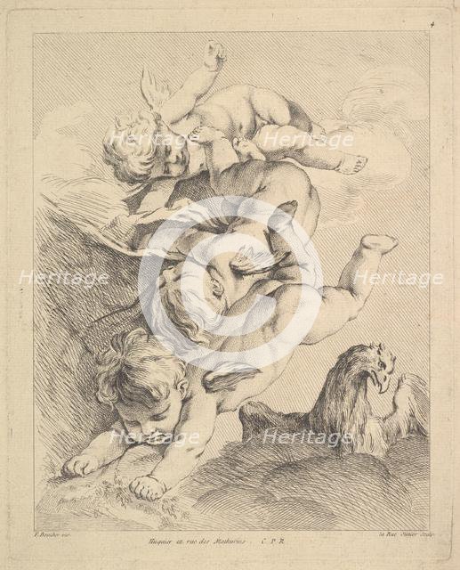 Three Cupids Turning a Somersault, an Eagle on the Right. Creator: Louis Felix de la Rue.