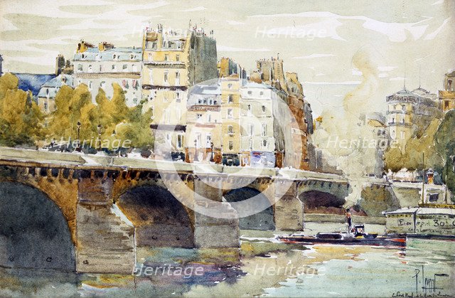 'The New Bridge and the Quay of the Louvre', c1890-c1938. Artist: Rene Leverd