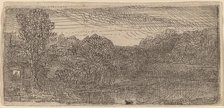 Small Gray Landscape: a House and Trees beside a Pool, c. 1640. Creator: Rembrandt Harmensz van Rijn.