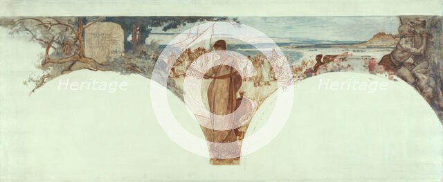 Esquisse pour le salon des Lettres de l'Hôtel de Ville de Paris : Histoire de l'écriture..., c.1889. Creator: Fernand Cormon.