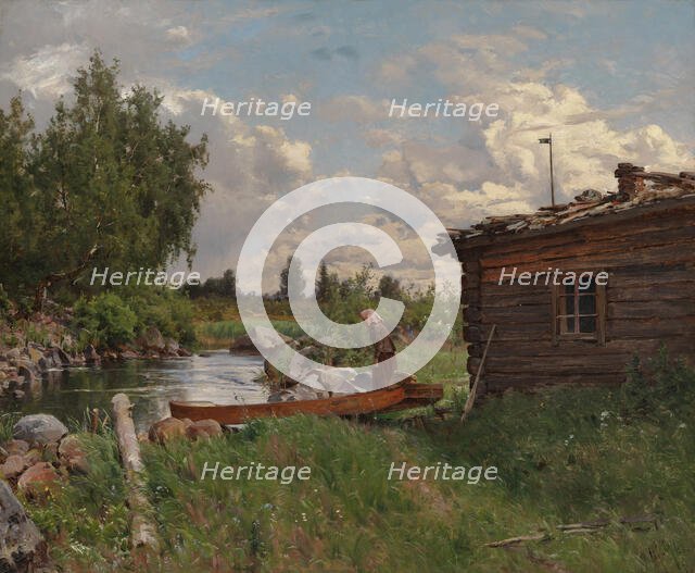 By a Stream, 1870-1879. Creator: Hjalmar Munsterhjelm.