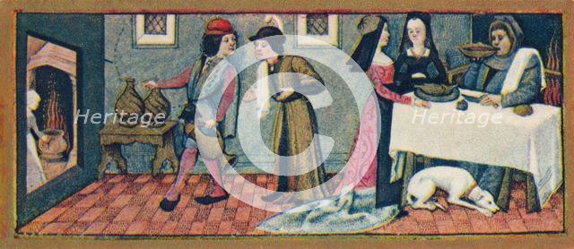 January - dinner at New Year, 15th century, (1939). Creator: Robinet Testard.