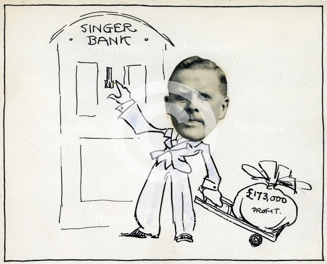 Cartoon of Managing Director William E Bullock, Singer & Company Ltd?. Artist: Unknown