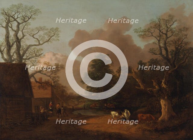 Landscape with Milkmaid, between 1754 and 1756. Creator: Thomas Gainsborough.