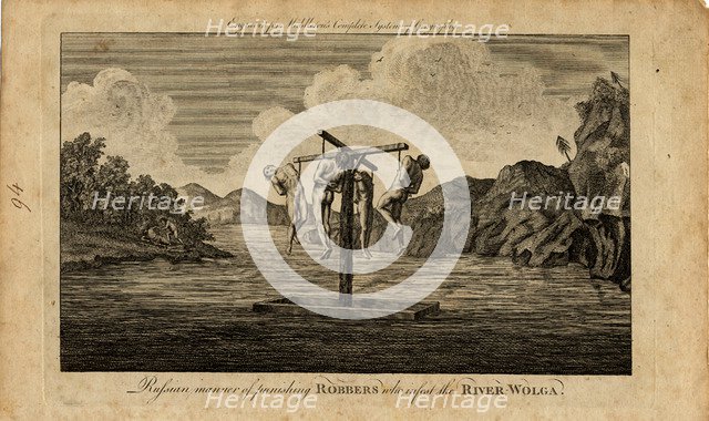 The Punishment of Russian Robbers on the River Volga, 1778. Artist: Anonymous  