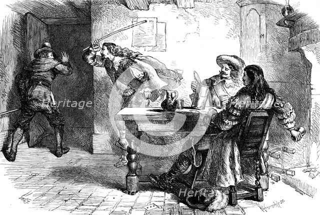 The fracas at the Ship Tavern, 17th century (c1880).Artist: Whymper