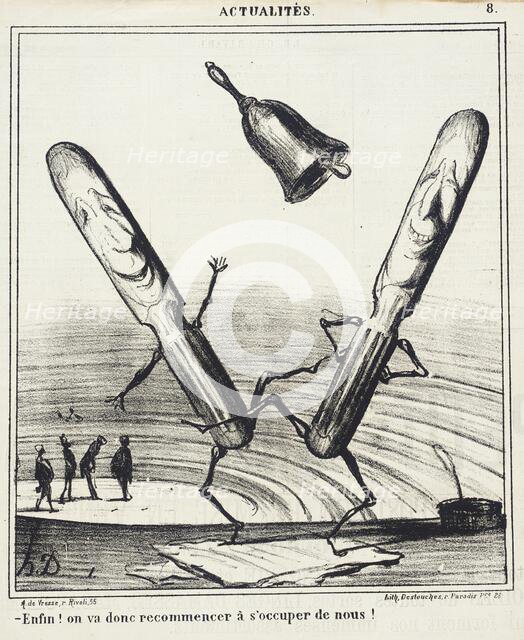 Enfin! On va donc recommencer à s'occuper de nous!, 1869. Creator: Honore Daumier.