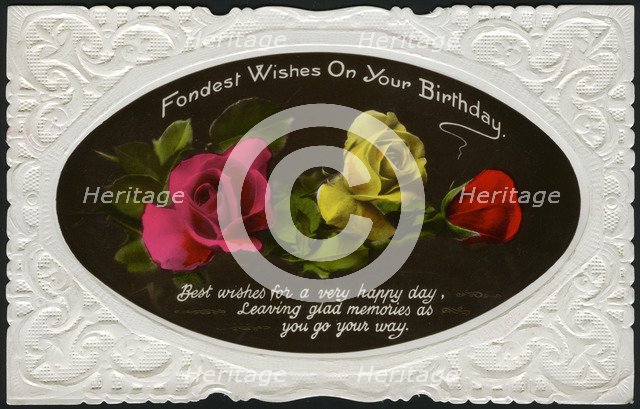 Birthday card, c1900-1939(?). Artist: Unknown
