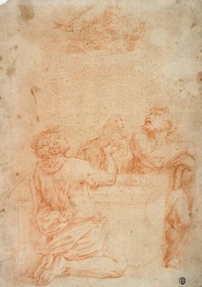Sacrifice of Cain and Abel, with God the Father Above, 1554/55. Creator: Giorgio Vasari.