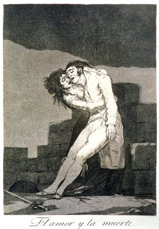 Los Caprichos, series of etchings by Francisco de Goya (1746-1828), plate 10: 'El amor y la muert…