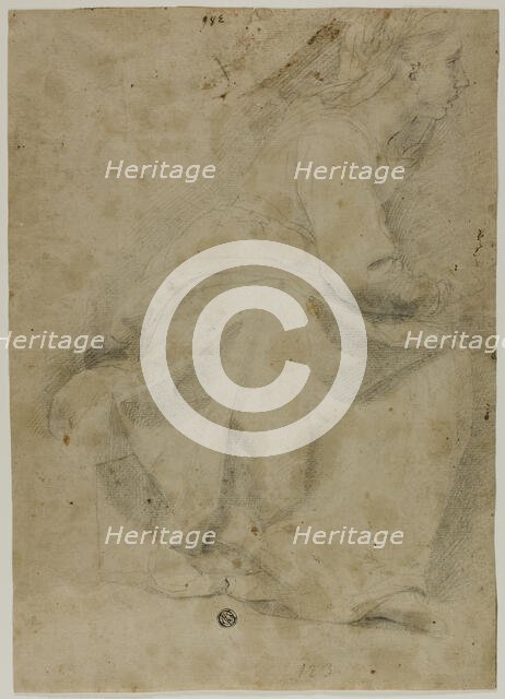 Seated Woman in Profile to Right, n.d. Creator: Domenico Fiasella.
