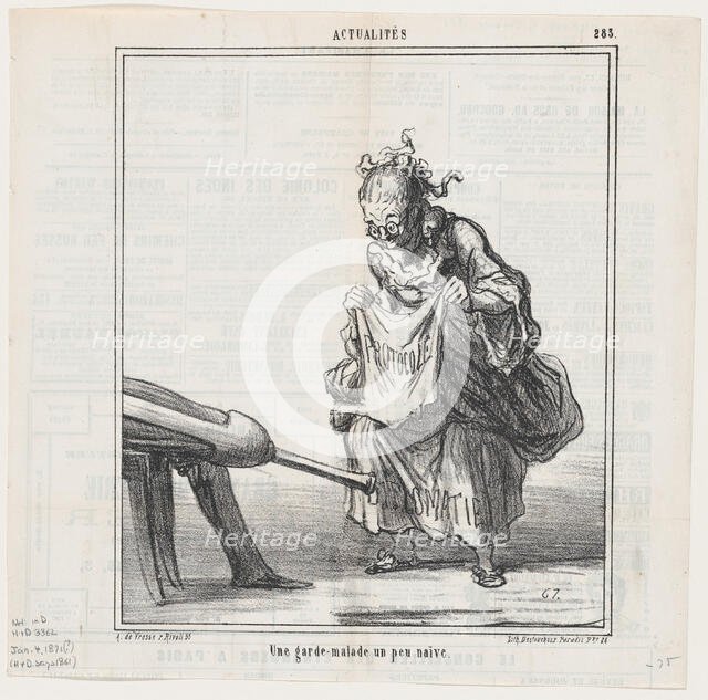 Une garde-malade un peu naïve, 1868.  Creator: Honore Daumier.