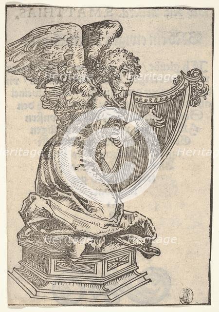 A Silver Statuette of an Angel Playing the Harp, from the Large Series of Wittenberg Reliq..., 1509. Creator: Lucas Cranach the Elder.