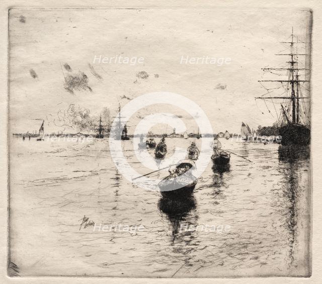 Lagoon with Steamers and Gondolas, 1885. Creator: Robert Frederick Blum (American, 1857-1903).