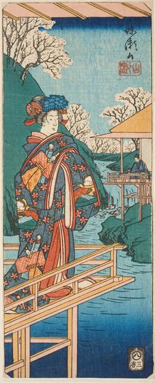 The Mountain Scene from the play Imoseyama (Imoseyama, yama no dan), section of a sheet fr..., 1854. Creator: Ando Hiroshige.